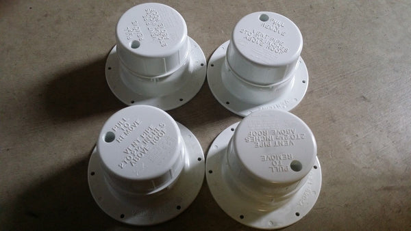 x4 RV Camper Trailer Roof Vent cap, Plumbing Sewer w/Removable Top -White - New